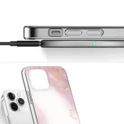 Cell Phone Cases<SaharaCase MagSafe Phone Case for iPhone 15 Pro, Shock Absorbing, Pink Marble (CP00464)