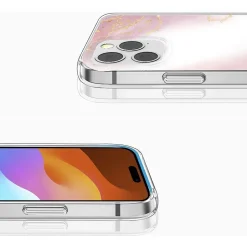 Cell Phone Cases<SaharaCase MagSafe Phone Case for iPhone 15 Pro, Shock Absorbing, Pink Marble (CP00464)