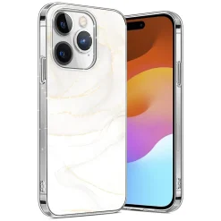 Cell Phone Cases<SaharaCase MagSafe Phone Case for iPhone 15 Pro, Shock Absorbing, White Marble (CP00463)