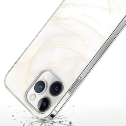 Cell Phone Cases<SaharaCase MagSafe Phone Case for iPhone 15 Pro, Shock Absorbing, White Marble (CP00463)