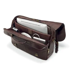 Samsonite Flapover Case Double Gusset Laptop Notebook, Brown Leather(45798-1139)