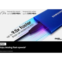 Samsung T7 2TB USB 3.2 Portable Solid State Drive, Blue (MU-PC2T0H/AM)* Solid State Drives