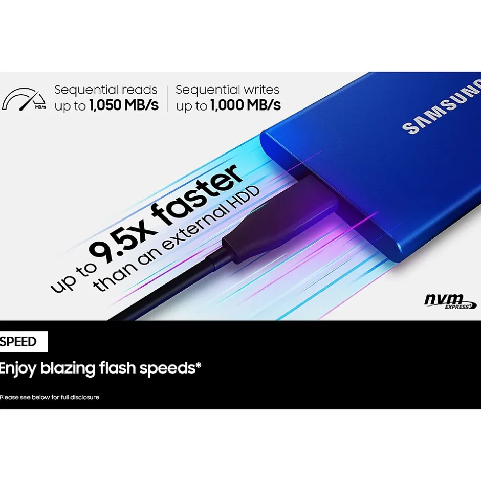 Samsung T7 1TB USB 3.2 Portable Solid State Drive, Gray (MU-PC1T0T/AM)* Solid State Drives