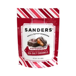 Chocolate<Sanders Small Batch Wonders Miniatures Peppermint Sea Salt Caramels Dark Chocolate Pieces, 7 oz. (MRY30726 )