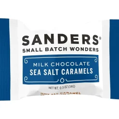 Chocolate<Sanders Small Batch Wonders Snack-Size Sea Salt Milk Chocolate Caramels, 24 oz., 48 Pieces/Box (27163)