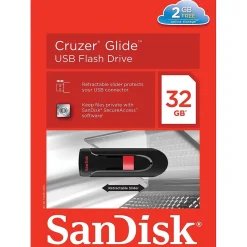 SanDisk Cruzer Glide 32GB USB 2.0 Type A Flash Drive, Black/Red (SDCZ60-032G-A46)* Usb Flash Drives