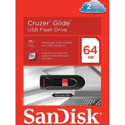 SanDisk Cruzer Glide 64GB USB 2.0 Type A Flash Drive, Black/Red (SDCZ60-064G-A46)* Usb Flash Drives
