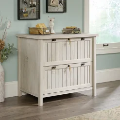 Discount Costa Commercial 2-Drawer Lateral File Cabinet, Letter/Legal Size, Lockable, 33"W x 22"D, Chalked Chestnut (420040) File Cabinets