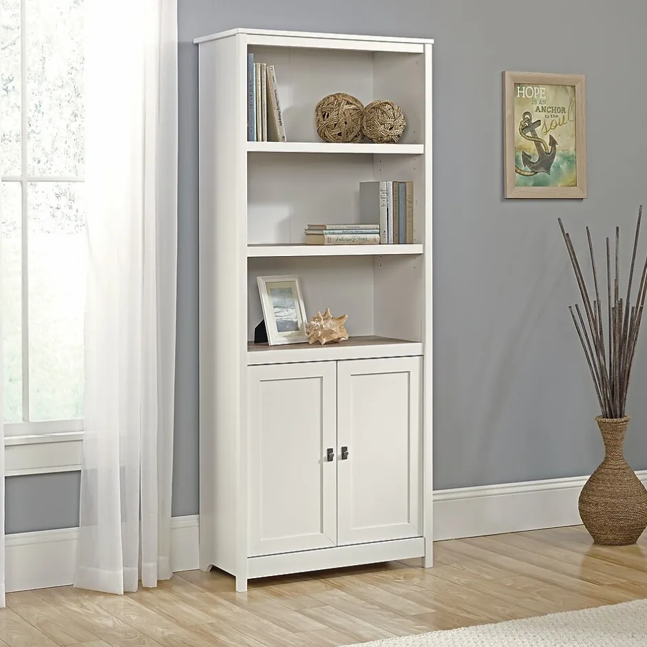 Discount Cottage Road 71"H 5-Shelf Bookcase with Adjustable Shelves, Soft White (417593) Bookcases