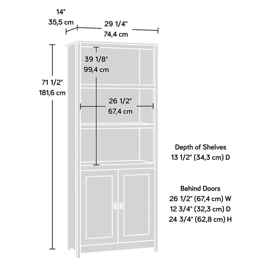 Discount Cottage Road 71"H 5-Shelf Bookcase with Adjustable Shelves, Soft White (417593) Bookcases