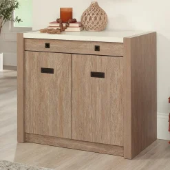 New Dixon City 30"H Storage Cabinet with 2 Shelves, Brushed Oak (432888) Storage Cabinets