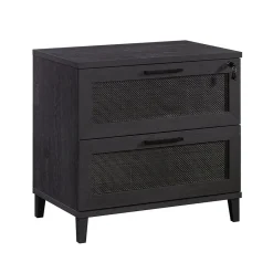 Clearance Tiffin Line Commercial 2-Drawer Lateral File Cabinet, Letter/Legal Size, Lockable, 31"W x 20"D, Raven Oak (433269) File Cabinets