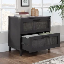 Clearance Tiffin Line Commercial 2-Drawer Lateral File Cabinet, Letter/Legal Size, Lockable, 31"W x 20"D, Raven Oak (433269) File Cabinets