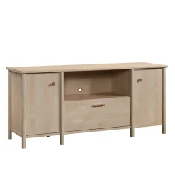 Discount Whitaker Point 30"H Storage Credenza with 3 Shelves, Natural Maple (429375) Storage Cabinets