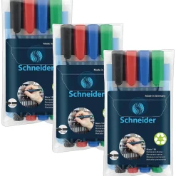 Schneider Maxx 130 Permanent Markers, Bullet Tip, Assorted Colors, 4 Per Pack, 3 Packs (PSY113094-3) Clearance