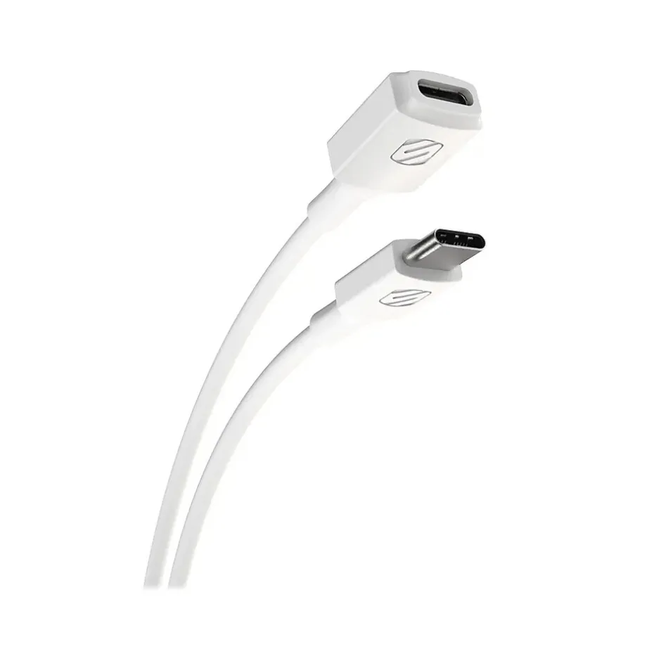 Usb Cables<scosche ExtendIt 3' USB Type-C to USB Type-C Cable, Female to Male, White (USBCEXT3WT-SP)
