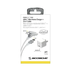 scosche PowerVolt USB Type-C and Lightning Charging Cable, 6ft., White (HPD30HH6WT-SP)