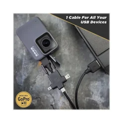 Usb Cables<scosche SmartSync 3' USB Type-A to Micro-USB/Mini-USB/Mini-USB Type-B/USB Type-C Cable, Male to Male, Black (MMMC-SP)