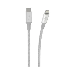 Usb Cables<scosche StrikeLine Premium 8' Lightning to USB-C Cable, Male to Male, Silver (CI4B8SR-SP)