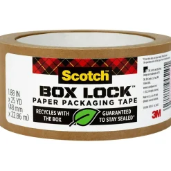 Scotch Box Lock Paper Packaging Tape, 1.88" x 25 yds., Brown (7850-23-8GC)* Packing Tape