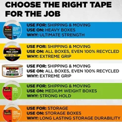 Scotch Box Lock Shipping Packing Tape, 1.88 in x 54.6 yds., Clear, 3/Pack (3950-3)* Packing Tape