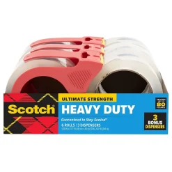 Scotch Heavy Duty Packing Tape with Dispenser, 1.88" x 43.7 yds., Clear, 6/Pack (38504063BRD2GC)* Packing Tape