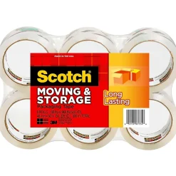 Scotch Long Lasting Storage Packing Tape, 1.88" x 54.6 yds., Clear, 6/Pack (3650-6)* Packing Tape