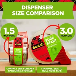 Scotch Sure Start Shipping Packing Tape with Dispenser, 1.88" x 38.2 yds., Clear (3450S-RD)* Packing Tape