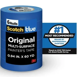 Scotch Blue ORIGINAL Painter's Tape Value Pack, 0.94" x 60 yds., Blue, 6/Rolls (2090-24EVP)* Masking Tape