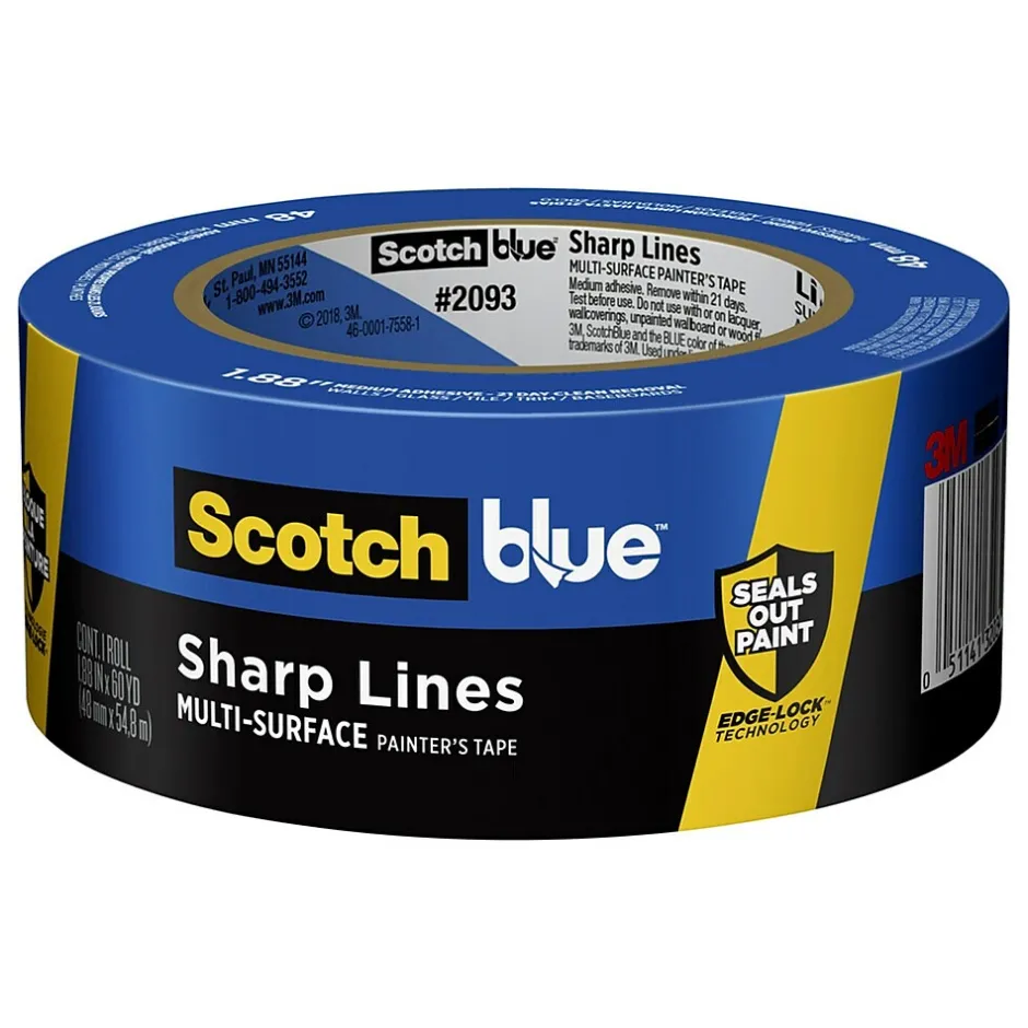 ScotchBlue Sharp Lines 1.88" x 60 yds. Medium Painter Tape, Blue (2093-48EC)* Masking Tape