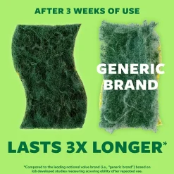 Scotch-Brite Heavy Duty Sponge with Scrubber, Green/Yellow, 3 Sponges/Pack (HD3)