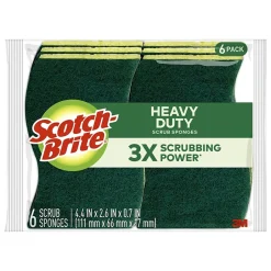 Scotch-Brite Heavy Duty Sponge with Scrubber, Green/Yellow, 6 Sponges/Pack (426)