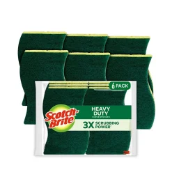 Scotch-Brite Heavy Duty Sponge with Scrubber, Green/Yellow, 6 Sponges/Pack (426)