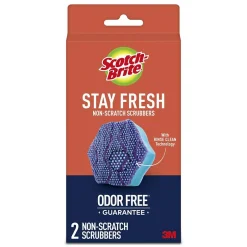 Scotch-Brite Stay Fresh Non-Scratch Scrubbers, Blue, 2 Sponges/Pack (SDA-2)