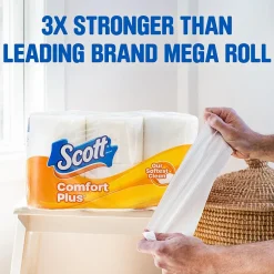 Scott Comfort Plus Mega Toilet Paper, 1-ply, White, 462 Sheets/Roll, 36 Rolls/Case (54262)