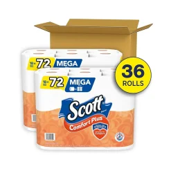 Scott Comfort Plus 1-Ply Standard Toilet Paper, White, 462 Sheets/Roll, 36 Rolls/Case (54262)