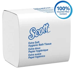 Scott Cotton Z-Fold Toilet Paper, 2-ply, White, 250 Sheets/Pack, 36 Packs/Carton (48280)