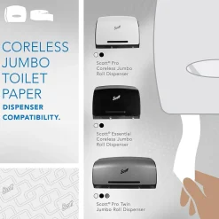 Scott Essential JRT Recycled Coreless Toilet Paper, 2-ply, White, 12 Rolls/Case (07006)