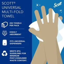 Paper Towels<Scott Essential Recycled Multifold Paper Towels, 1-ply, 250 Sheets/Pack, 16 Packs/Carton (01804)