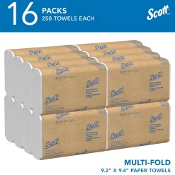 Paper Towels<Scott Essential Recycled Multifold Paper Towels, 1-ply, 250 Sheets/Pack, 16 Packs/Carton (1840)