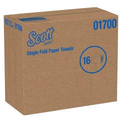 Paper Towels<Scott Essential Recycled Single Fold Paper Towels, 1-ply, 250 Sheets/Pack, 16 Packs/Carton (01700)