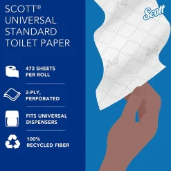 Scott Essential Recycled Toilet Paper, 2-ply, White, 473 Sheets/Roll, 80 Rolls/Case (13217)