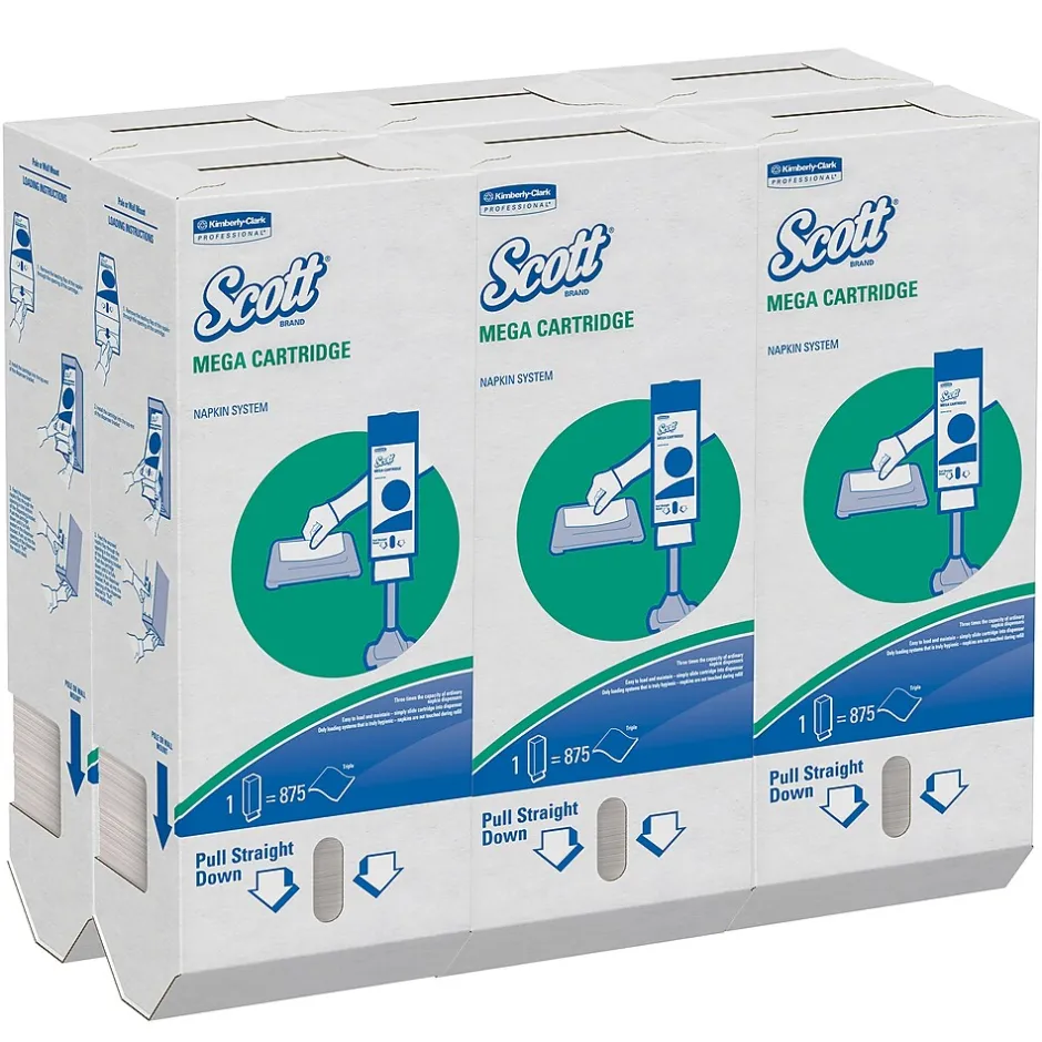 Napkins<Scott Mega Cartridge Recycled Beverage Napkin, 1-ply, White, 875 Napkins/Pack, 6/Carton (98908)
