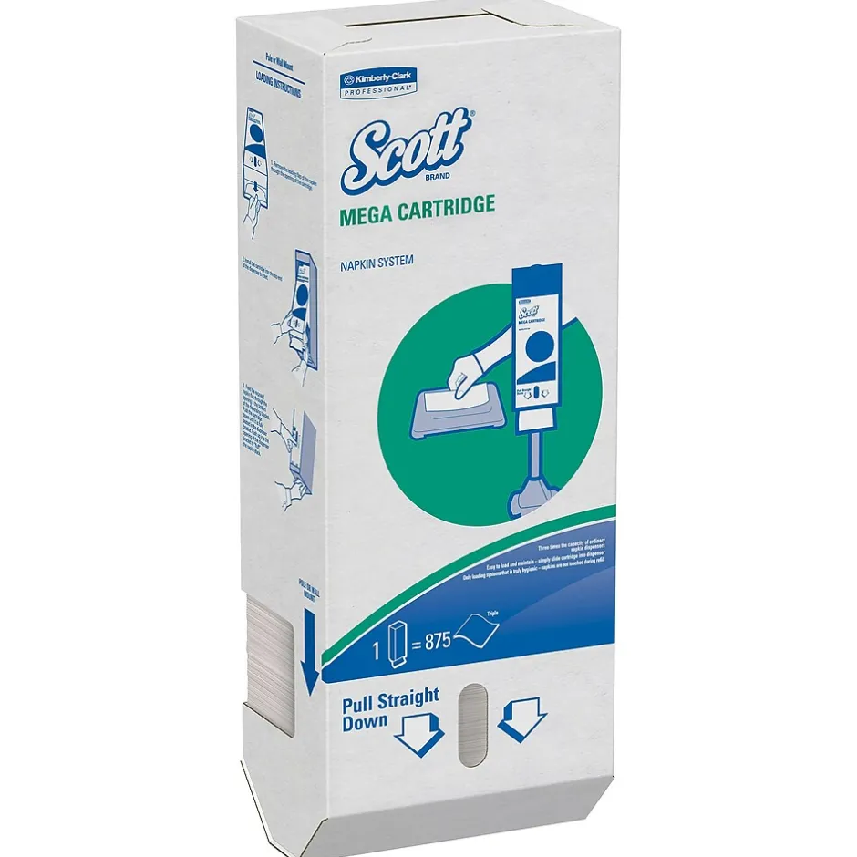 Napkins<Scott Mega Cartridge Recycled Beverage Napkin, 1-ply, White, 875 Napkins/Pack, 6/Carton (98908)
