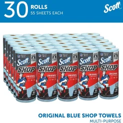 Scott Shop Towels Original, 9.4" x 11", Blue, 55 Sheets/Roll, 30 Rolls/Carton (75130)