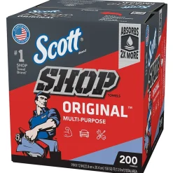 Scott Shop Towels Original, 9" x 12", Blue 200 Sheets/Box, 8 Boxes/Carton (75190)