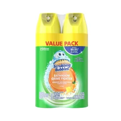 Scrubbing bubbles Bathroom Grime Fighter Disinfecting Surface Cleaner Aerosol, Citrus Scent, 20 oz., 2/Pack (306381)
