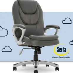 Best Amplify Ergonomic Faux Leather Swivel Executive Chair, Light Gray (43673C) Office Chairs