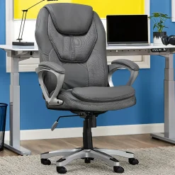 Best Amplify Ergonomic Faux Leather Swivel Executive Chair, Light Gray (43673C) Office Chairs