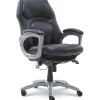 Clearance Back in Motion Bonded Leather Executive Chair, Smooth Black (43521OSS) Office Chairs